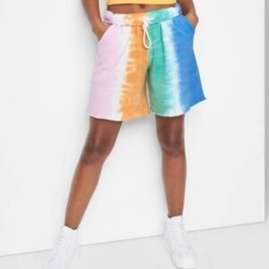 Wild Fable™ High-Rise Fleece Bermuda Shorts in Tie-Dye Size XS